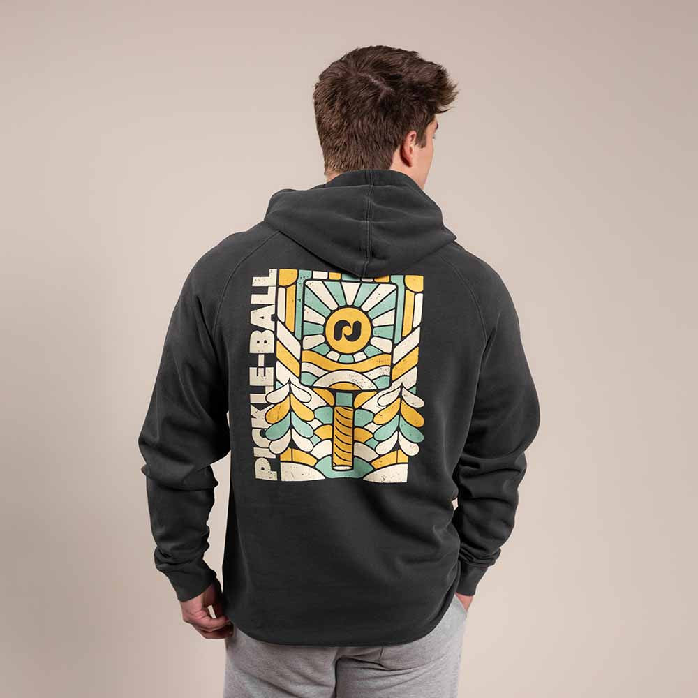 Pickleball Heritage Pickle-ball Paddle Hooded Sweatshirt - Unisex Faded Black