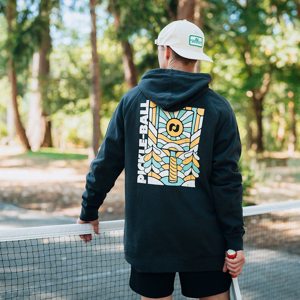 Pickleball Heritage Pickle-ball Paddle Hooded Sweatshirt - Unisex Faded Black
