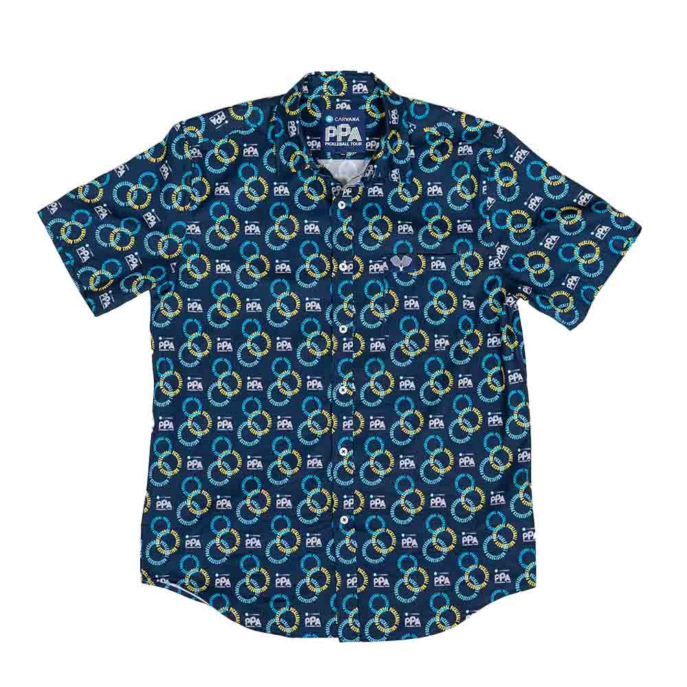 Pickleball PPa Circle Short Sleeve Button Down Shirt - Unisex Navy