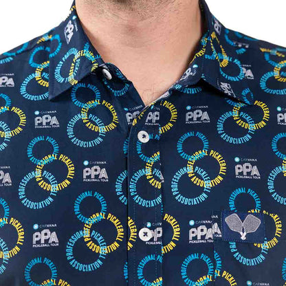 Pickleball PPa Circle Short Sleeve Button Down Shirt - Unisex Navy