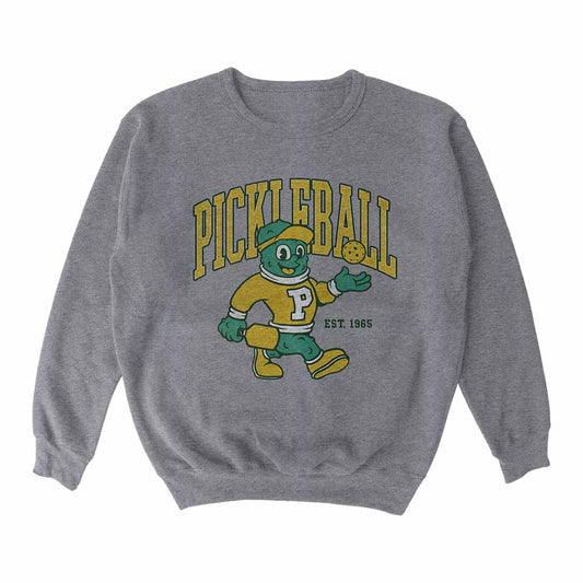 Pickleball Wallflower Varsity Crewneck Sweatshirt - Unisex Grey