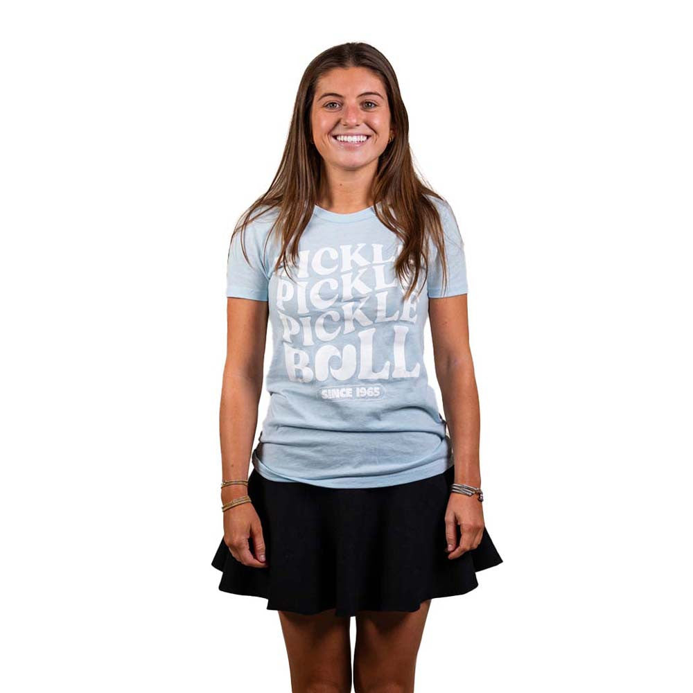 Pickleball Heritage Pickle Pickle Pickle-ball Tee Ice Blue/White