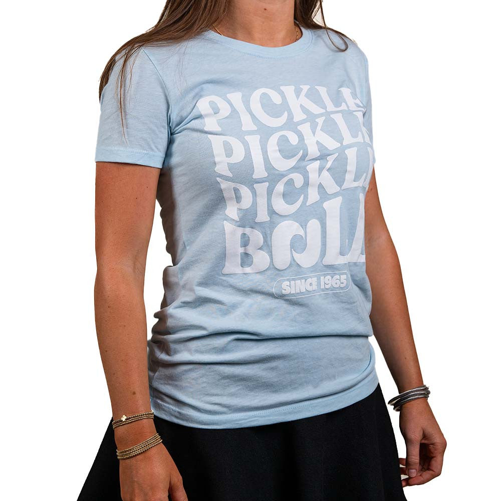 Pickleball Heritage Pickle Pickle Pickle-ball Tee Ice Blue/White