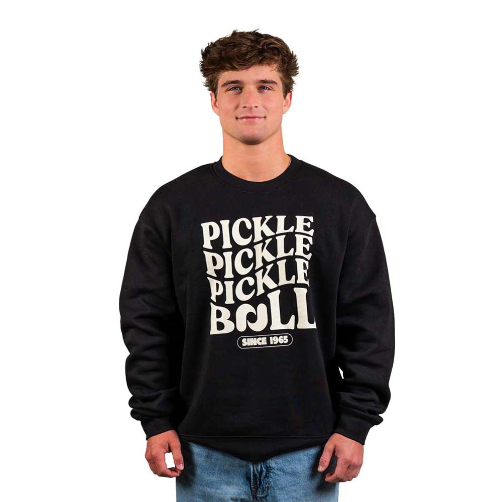 Pickleball Heritage Pickle Pickle Pickle-ball Crewneck Sweatshirt - Unisex Black/White