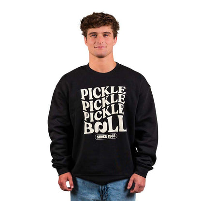 Pickleball Heritage Pickle Pickle Pickle-ball Crewneck Sweatshirt - Unisex Black/White