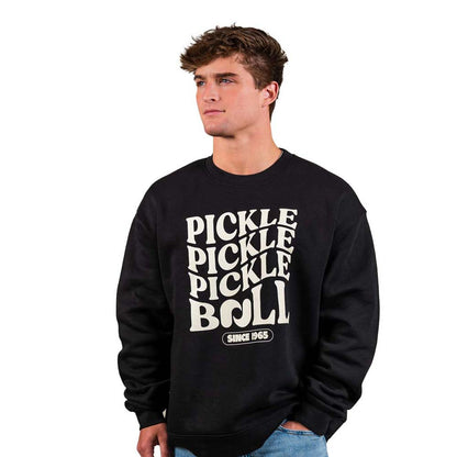 Pickleball Heritage Pickle Pickle Pickle-ball Crewneck Sweatshirt - Unisex Black/White