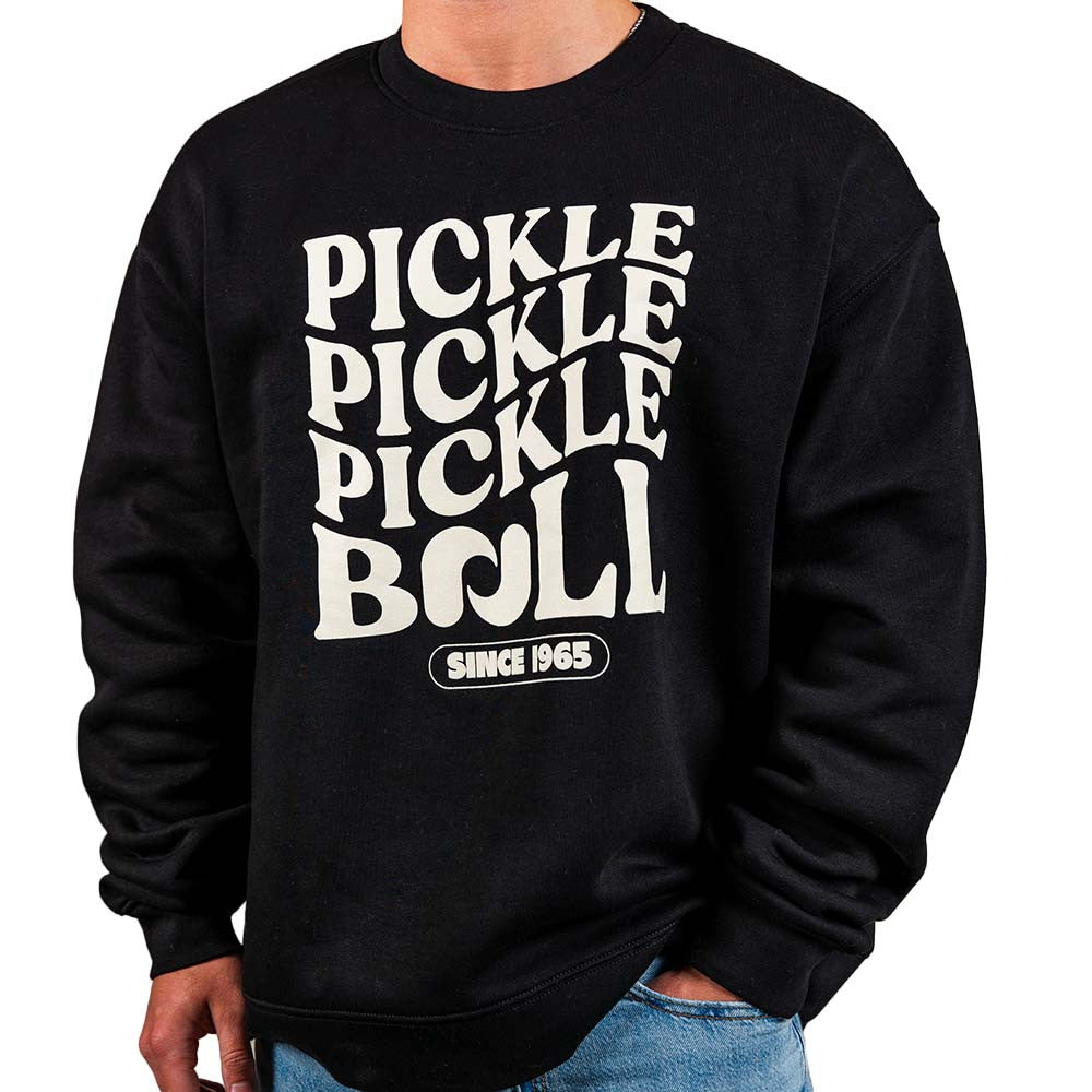 Pickleball Heritage Pickle Pickle Pickle-ball Crewneck Sweatshirt - Unisex Black/White