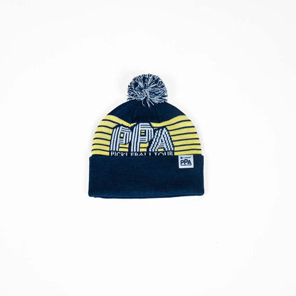 Pickleball PPa Jacquard Pom Beanie Navy/Yellow
