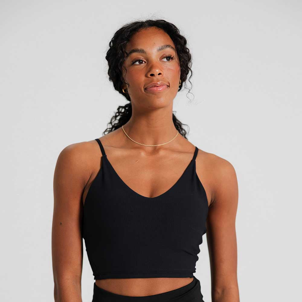 Pickleball erne Florence Ribbed Tank Bra Top Jet Black
