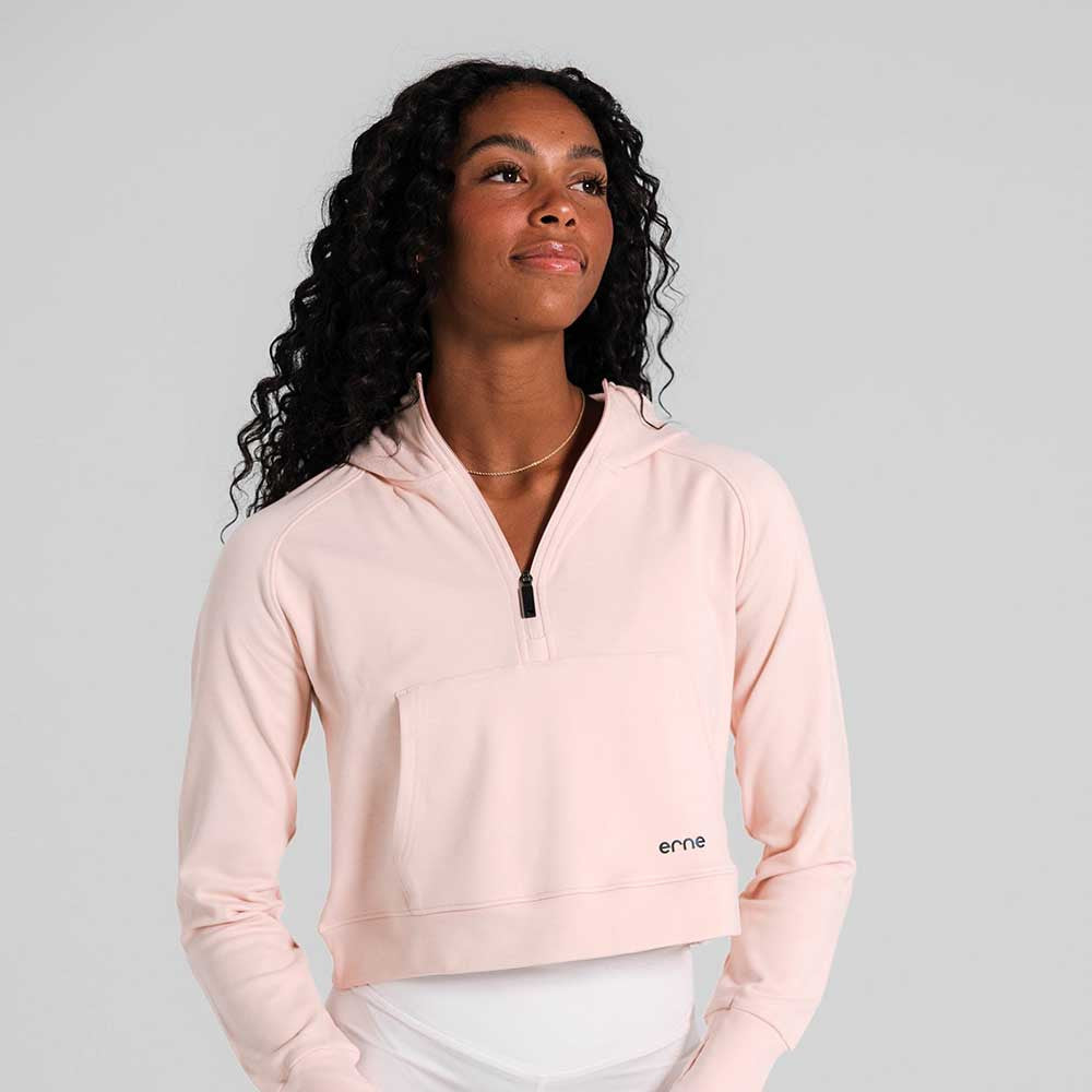 Pickleball  erne Malibu Cropped Hooded Pullover Carbon Grey Jaspe