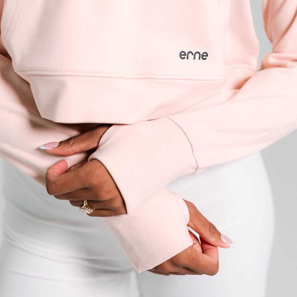 Pickleball  erne Malibu Cropped Hooded Pullover Carbon Grey Jaspe