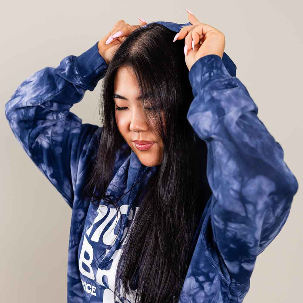 Pickleball Heritage Pickle-ball Groovy Hoodie Blue Tie-Dye
