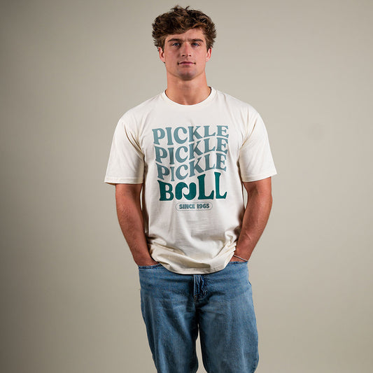Pickleball Heritage Pickle Pickle Pickle-Ball Tee - Unisex Carolina Blue/Blue