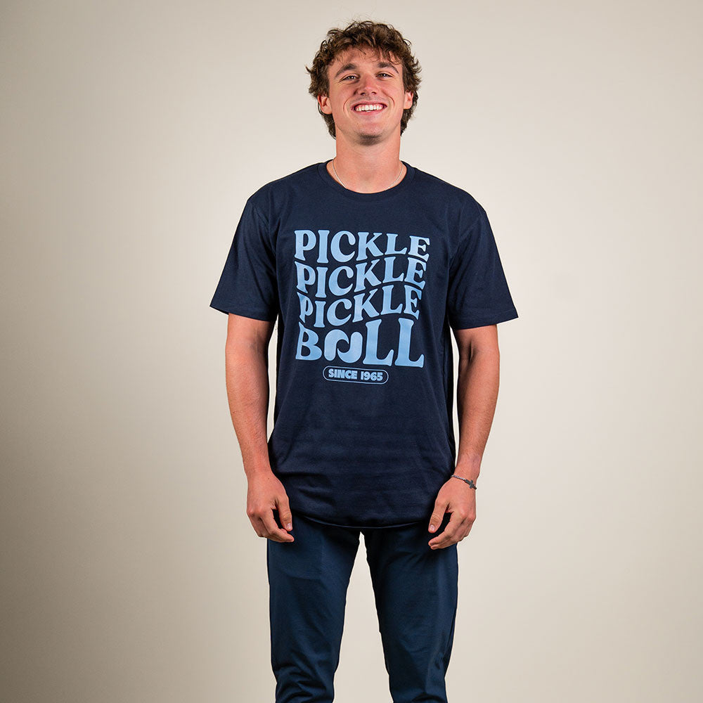 Pickleball Heritage Pickle Pickle Pickle-Ball Tee - Unisex Carolina Blue/Blue