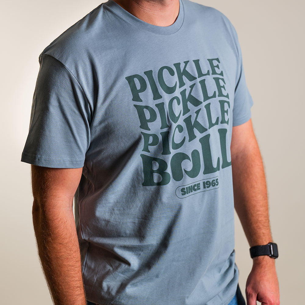 Pickleball Heritage Pickle Pickle Pickle-Ball Tee - Unisex Carolina Blue/Blue