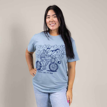Pickleball Heritage Pickle-ball Bike Tee - Unisex Pale Blue