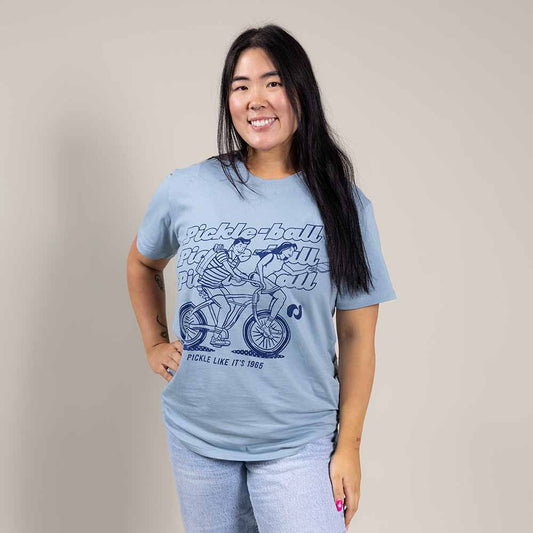 Pickleball Heritage Pickle-ball Bike Tee - Unisex Pale Blue
