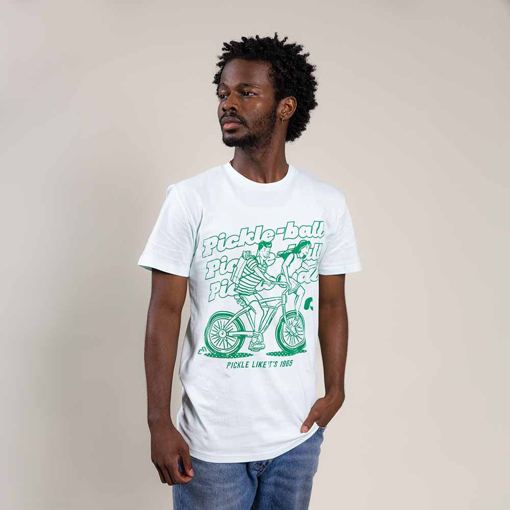 Pickleball Heritage Pickle-ball Bike Tee - Unisex Pale Blue