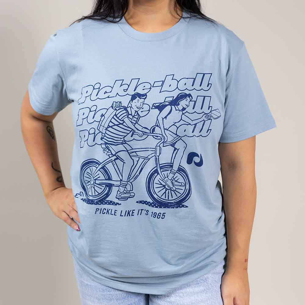 Pickleball Heritage Pickle-ball Bike Tee - Unisex Pale Blue