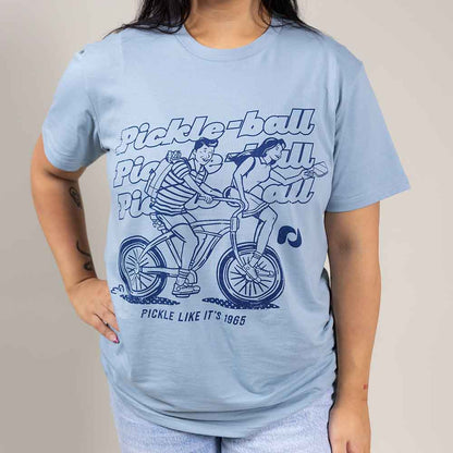 Pickleball Heritage Pickle-ball Bike Tee - Unisex Pale Blue