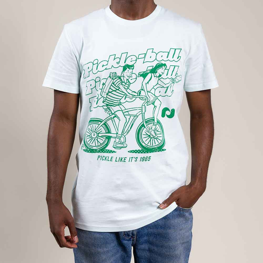 Pickleball Heritage Pickle-ball Bike Tee - Unisex Pale Blue