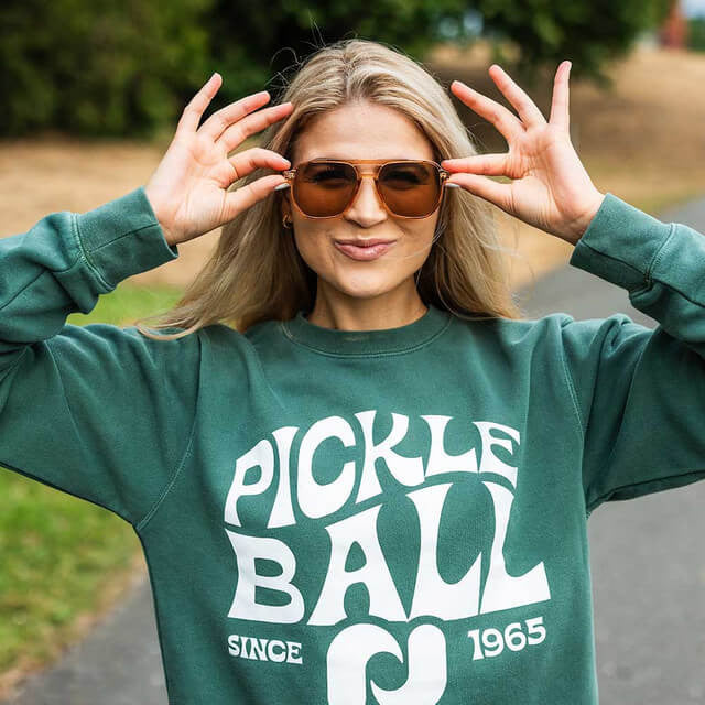 Pickleball Heritage Pickle-ball Groovy Crew Neck Sweatshirt Alpine