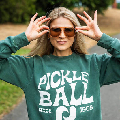 Pickleball Heritage Pickle-ball Groovy Crew Neck Sweatshirt Alpine