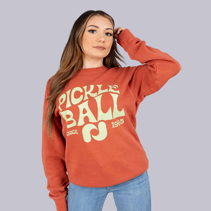 Pickleball Heritage Pickle-ball Groovy Crew Neck Sweatshirt Alpine