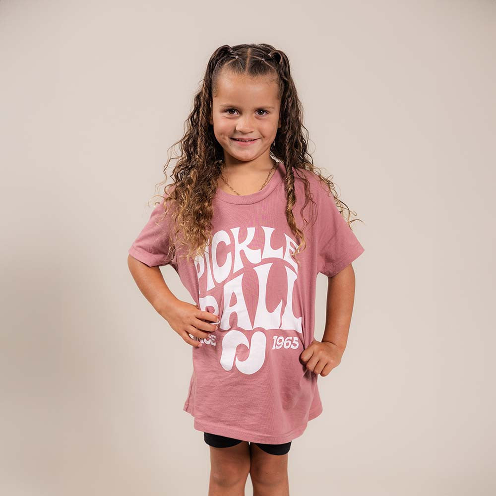 Pickleball Heritage Pickle-ball Groovy T-Shirt - Youth Mauve