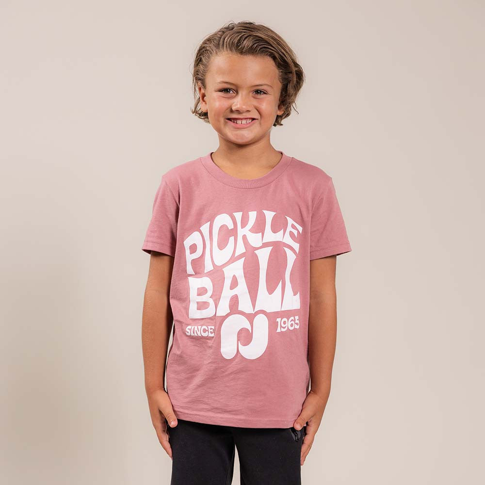Pickleball Heritage Pickle-ball Groovy T-Shirt - Youth Mauve