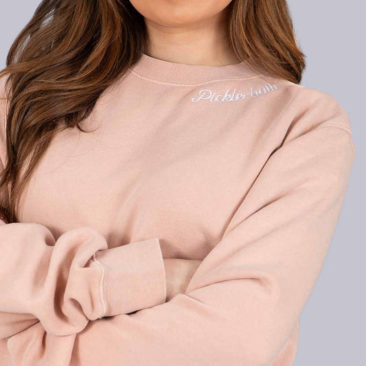 Pickleball Heritage Pickle-ball Embroidered Cursive Crew Neck Sweatshirt Alpine