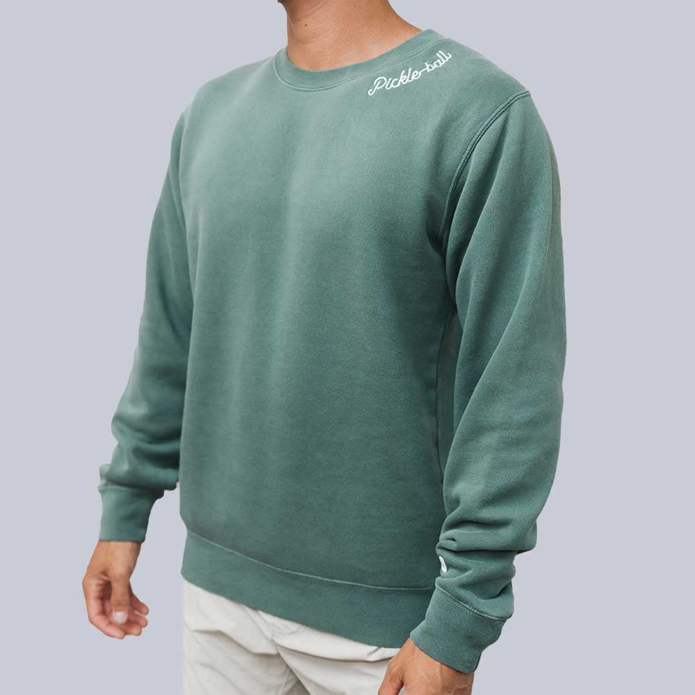 Pickleball Heritage Pickle-ball Embroidered Cursive Crew Neck Sweatshirt Alpine
