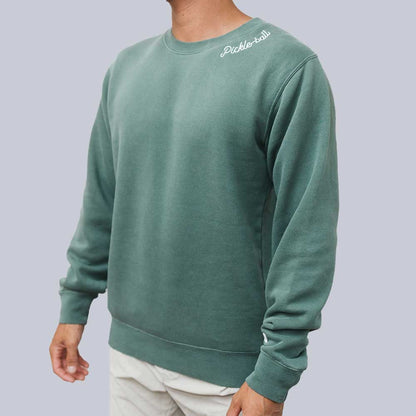 Pickleball Heritage Pickle-ball Embroidered Cursive Crew Neck Sweatshirt Alpine