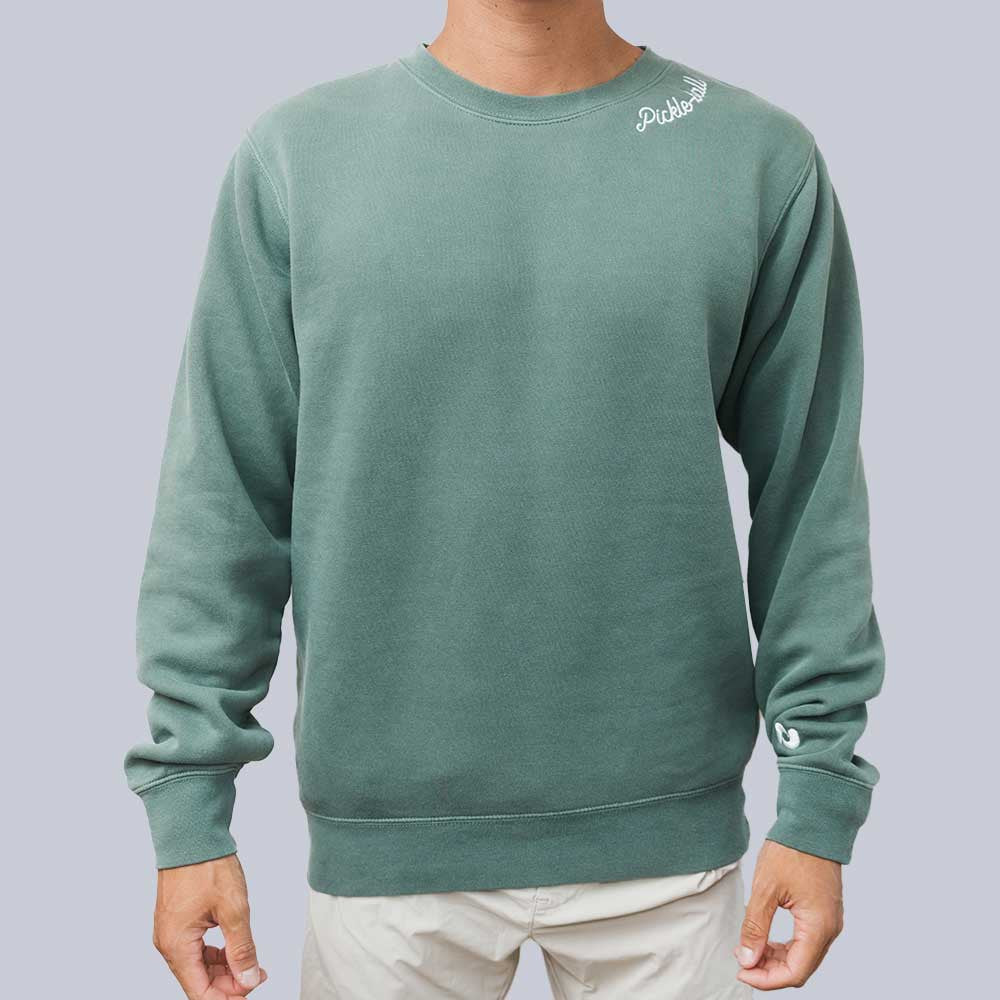 Pickleball Heritage Pickle-ball Embroidered Cursive Crew Neck Sweatshirt Alpine