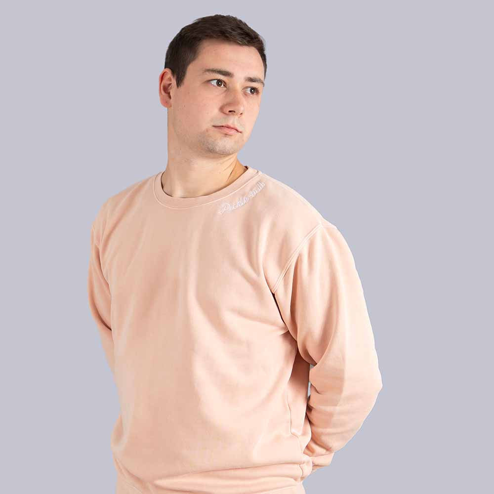 Pickleball Heritage Pickle-ball Embroidered Cursive Crew Neck Sweatshirt Alpine
