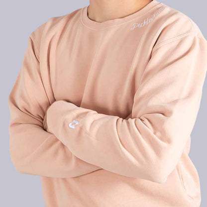 Pickleball Heritage Pickle-ball Embroidered Cursive Crew Neck Sweatshirt Alpine