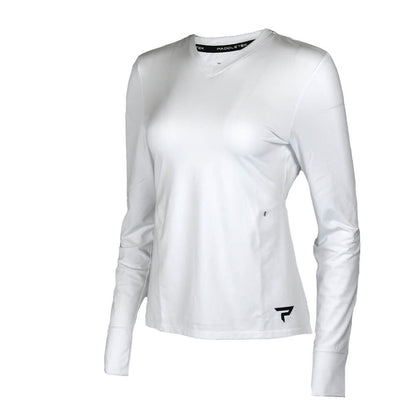 Pickleball Paddletek Long Sleeve V-Neck Tee Peachy Keen/White/Sleet
