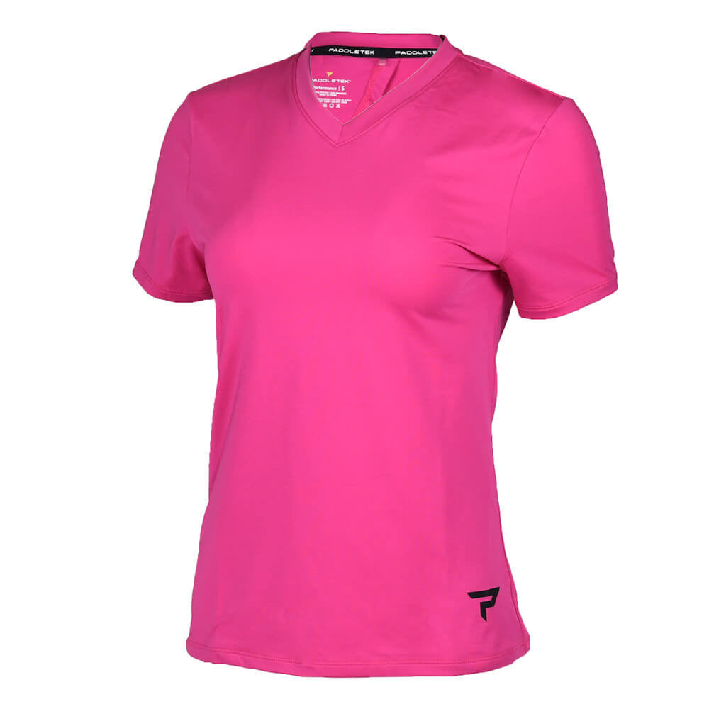 Pickleball Paddletek Performance Short Sleeve Tee Fucshia/Black