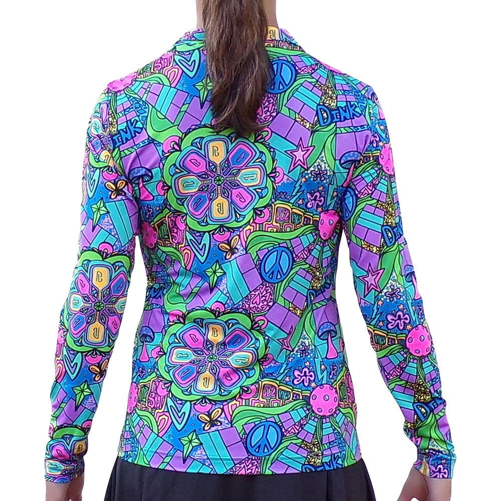 Pickleball Pickleball Bella  Groovy Quarter Zip Long Sleeve Shirt