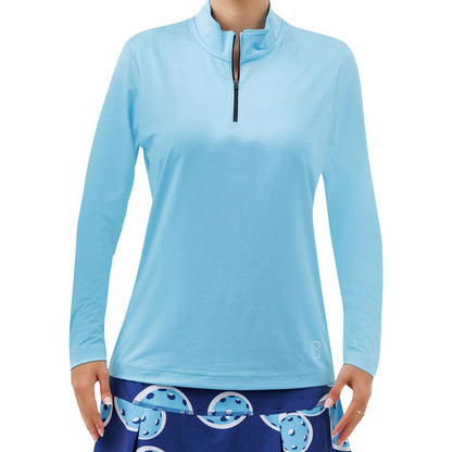 Pickleball Pickleball Bella Quarter Zip Long Sleeve Shirt Sky Blue