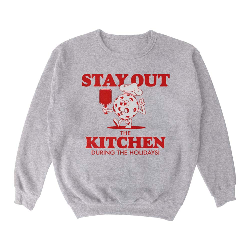 Pickleball Wallflower Stay Out of the Kitchen Holiday Crewneck Sweatshirt - Unisex Black