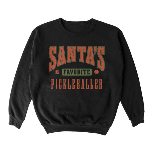 Pickleball Wallflower Santa Favorite Crewneck Sweatshirt - Unisex Black