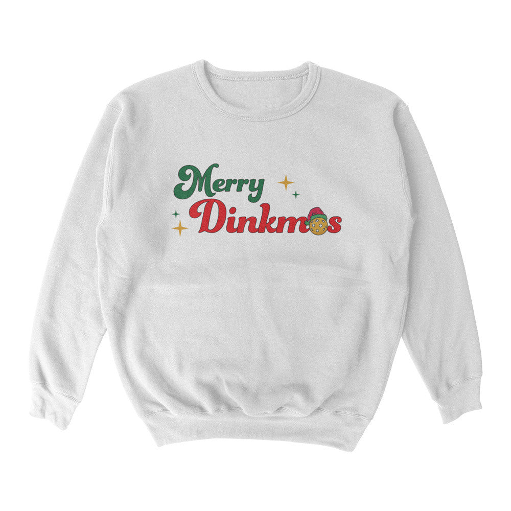 Pickleball Wallflower Merry Dinkmas Crewneck Sweatshirt - Unisex White