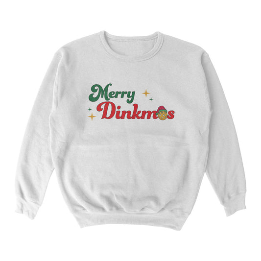 Pickleball Wallflower Merry Dinkmas Crewneck Sweatshirt - Unisex White