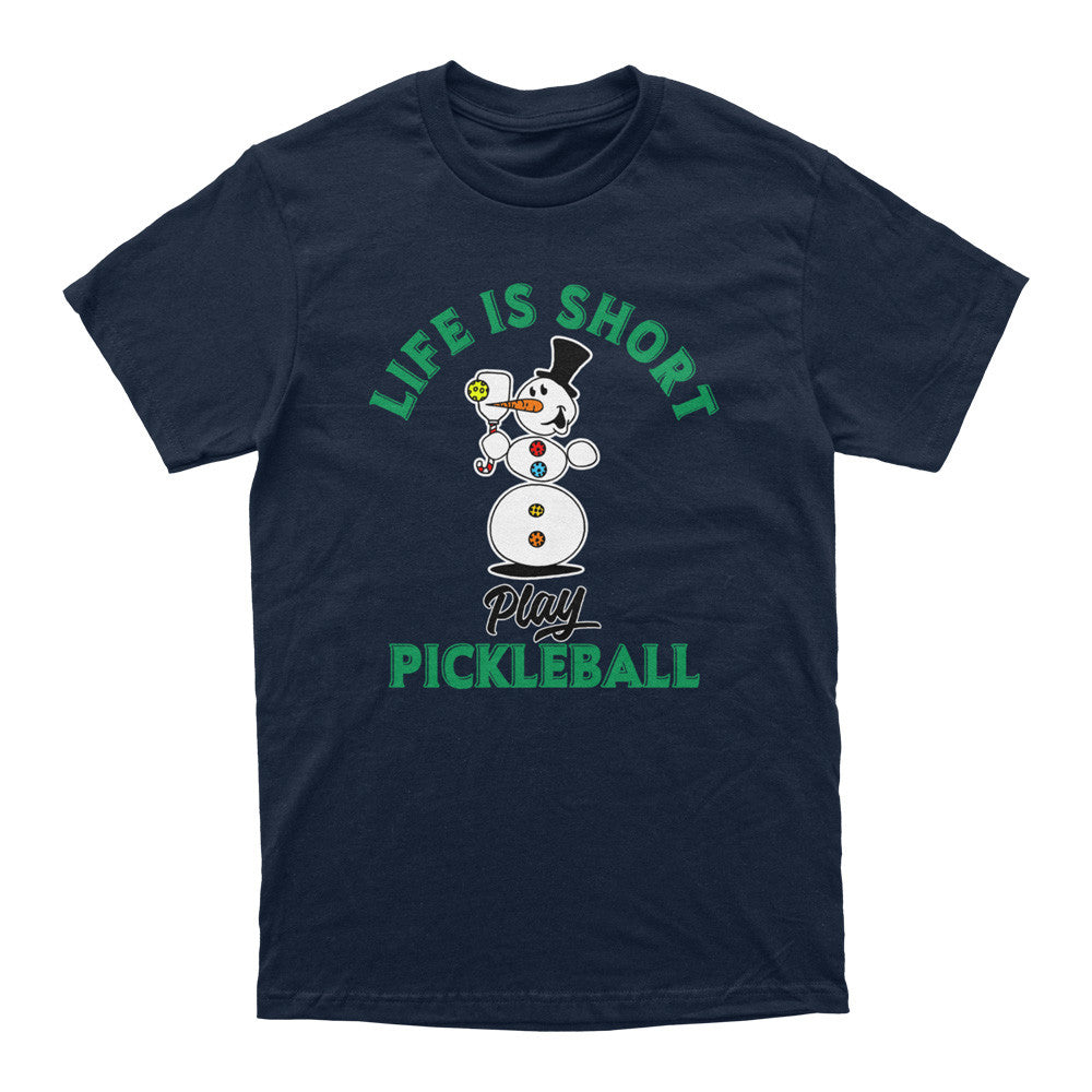 Pickleball Wallflower Life is Short Melted Snowman T-Shirt - Unisex Navy