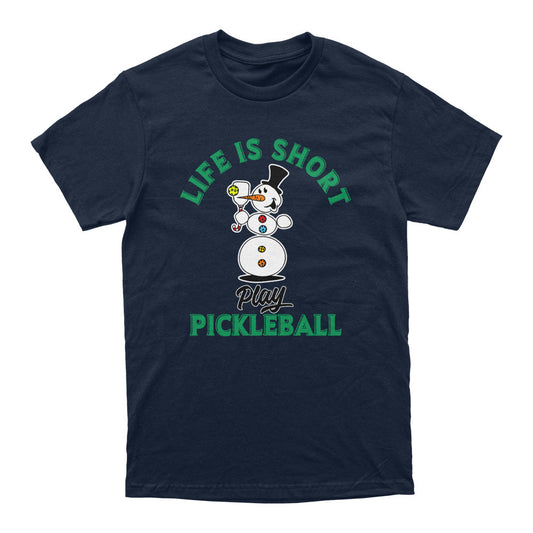 Pickleball Wallflower Life is Short Melted Snowman T-Shirt - Unisex Navy