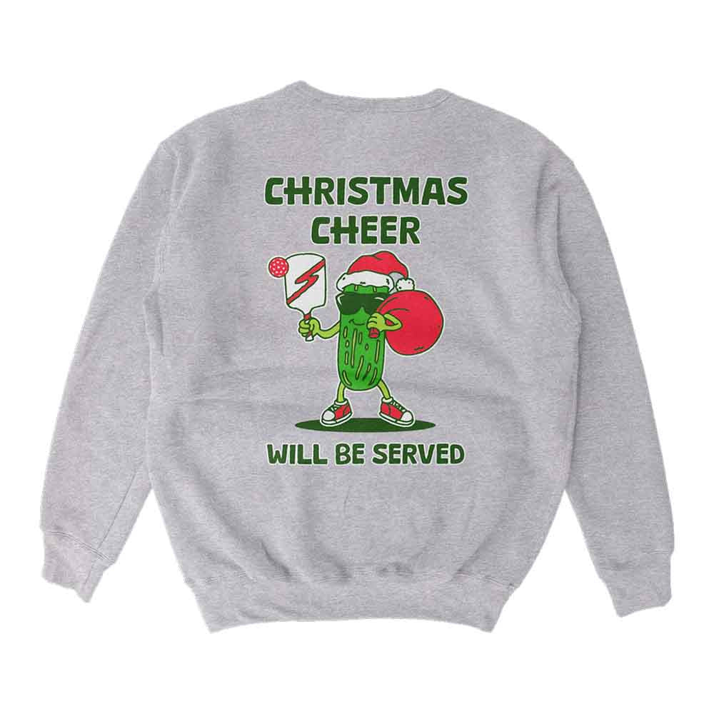 Pickleball Wallflower Christmas Cheer Served Pickle Crewneck Sweatshirt - Unisex Heather Grey