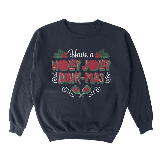 Pickleball Wallflower Holly Jolly Dinkmas Crewneck Sweatshirt - Unisex Navy