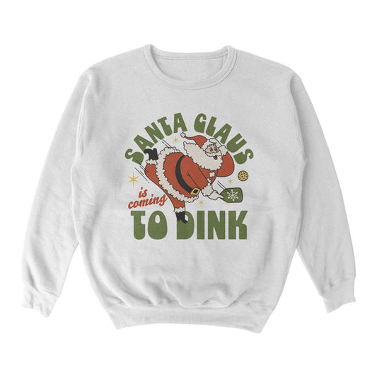 Pickleball Wallflower Santa Clause Dink Crewneck Sweatshirt - Unisex White