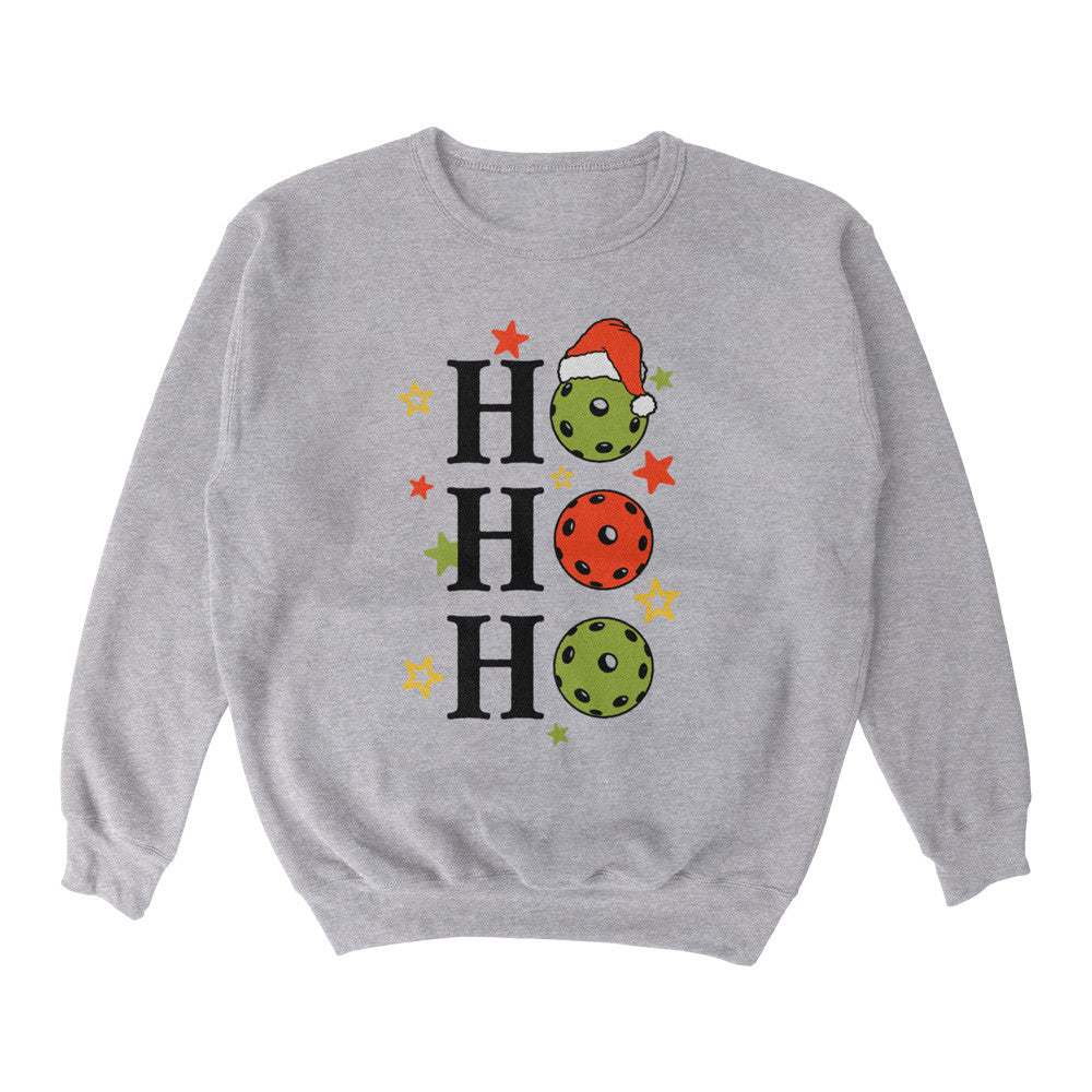 Pickleball Wallflower Ho Ho Ho PB Crewneck Sweatshirt - Unisex Heather Grey
